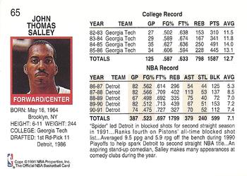 1991-92 Hoops #65 John Salley Back