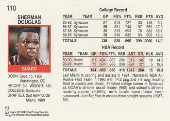 1991-92 Hoops #110 Sherman Douglas Back