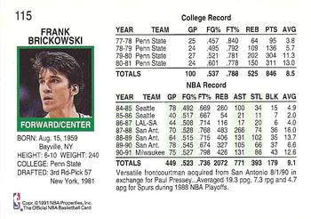 1991-92 Hoops #115 Frank Brickowski Back
