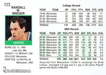 1991-92 Hoops #123 Randy Breuer Back