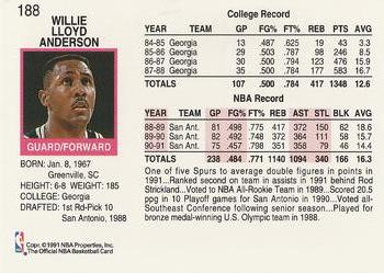 1991-92 Hoops #188 Willie Anderson Back