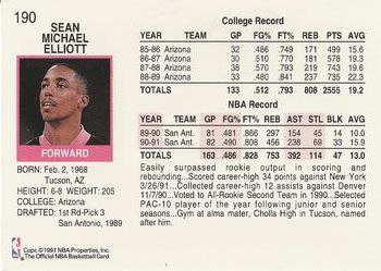 1991-92 Hoops #190 Sean Elliott Back