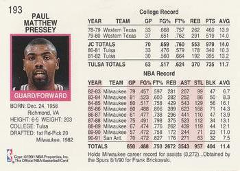 1991-92 Hoops #193 Paul Pressey Back
