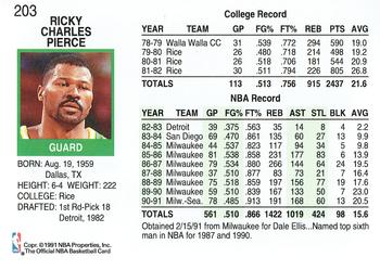 1991-92 Hoops #203 Ricky Pierce Back