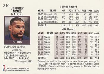 1991-92 Hoops #210 Jeff Malone Back