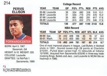 1991-92 Hoops #214 Pervis Ellison Back