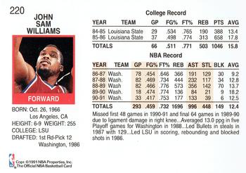 1991-92 Hoops #220 John Williams Back