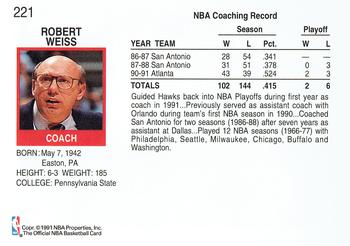 1991-92 Hoops #221 Bob Weiss Back