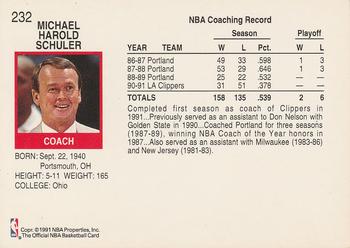 1991-92 Hoops #232 Mike Schuler Back