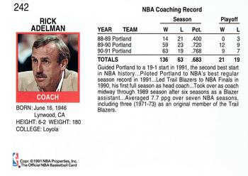 1991-92 Hoops #242 Rick Adelman Back