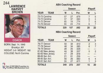 1991-92 Hoops #244 Larry Brown Back