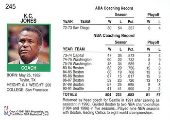 1991-92 Hoops #245 K.C. Jones Back