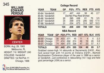 1991-92 Hoops #345 Will Perdue Back