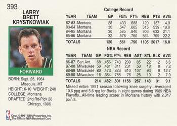 1991-92 Hoops #393 Larry Krystkowiak Back