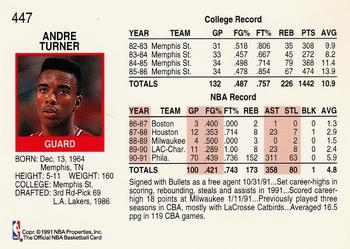 1991-92 Hoops #447 Andre Turner Back