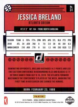 2019 Donruss WNBA - Silver Press Proof #31 Jessica Breland Back