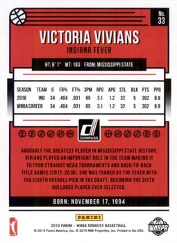 2019 Donruss WNBA - Silver Press Proof #33 Victoria Vivians Back