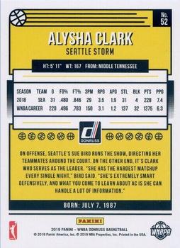 2019 Donruss WNBA - Silver Press Proof #52 Alysha Clark Back