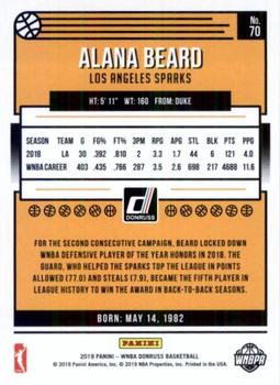 2019 Donruss WNBA - Silver Press Proof #70 Alana Beard Back