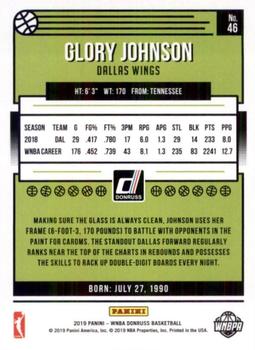 2019 Donruss WNBA - Black Laser Press Proof #46 Glory Johnson Back