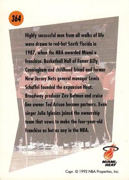 1991-92 SkyBox #364 Miami Heat Back