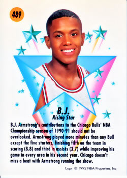1991-92 SkyBox #489 B.J. Armstrong Back