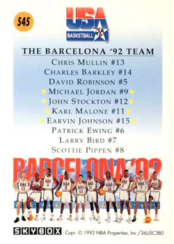 1991-92 SkyBox #545 Michael Jordan / John Stockton / Karl Malone / Magic Johnson Back