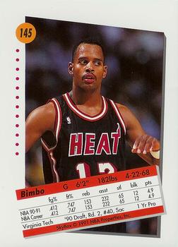 1991-92 SkyBox #145 Vernell Coles Back