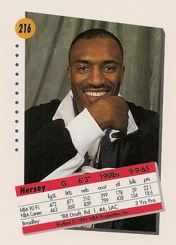 1991-92 SkyBox #216 Hersey Hawkins Back