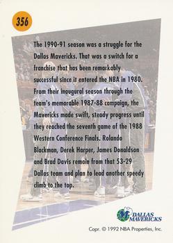 1991-92 SkyBox #356 Dallas Mavericks Back