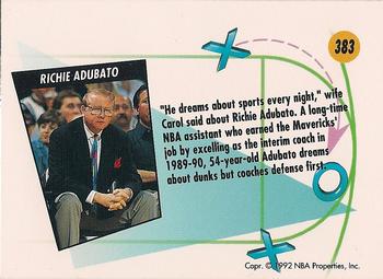 1991-92 SkyBox #383 Richie Adubato Back