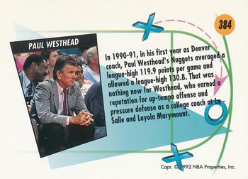 1991-92 SkyBox #384 Paul Westhead Back
