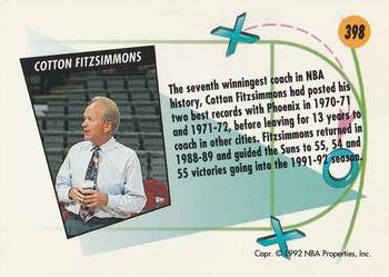 1991-92 SkyBox #398 Cotton Fitzsimmons Back
