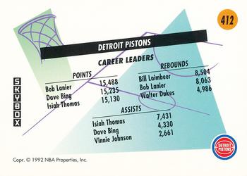 1991-92 SkyBox #412 Detroit Pistons Back