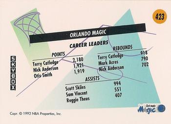 1991-92 SkyBox #423 Orlando Magic Back