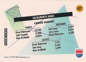 1991-92 SkyBox #427 Sacramento Kings Back