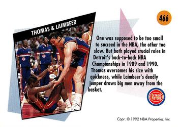 1991-92 SkyBox #466 Isiah Thomas / Bill Laimbeer Back