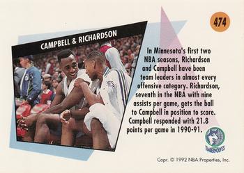 1991-92 SkyBox #474 Tony Campbell / Pooh Richardson Back