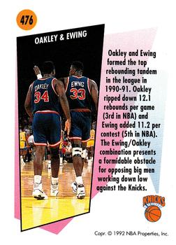 1991-92 SkyBox #476 Patrick Ewing / Charles Oakley Back
