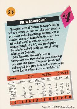 1991-92 SkyBox #516 Dikembe Mutombo Back
