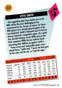 1991-92 SkyBox #517 Steve Smith Back