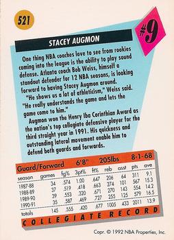 1991-92 SkyBox #521 Stacey Augmon Back