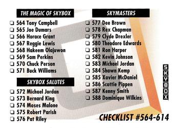 1991-92 SkyBox #658 Checklist O: 564-614 Front