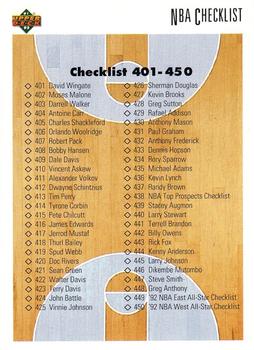 1991-92 Upper Deck #500 Checklist: 401-500 Front