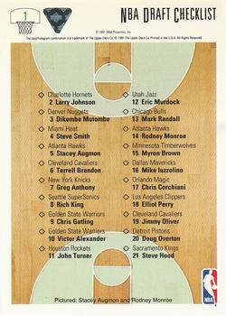 1991-92 Upper Deck #1 NBA Draft Checklist (Stacey Augmon / Rodney Monroe) Back
