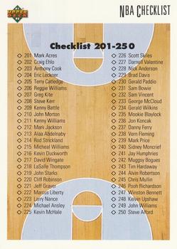 1991-92 Upper Deck #300 Checklist: 201-300 Front