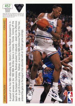 1991-92 Upper Deck #457 Dennis Rodman Back