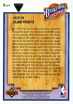 1991-92 Upper Deck - Basketball Heroes: Jerry West #6 Jerry West Back