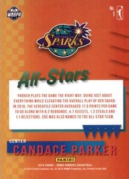 2019 Donruss WNBA - All-Stars Silver Press Proof #1 Candace Parker Back