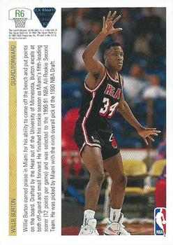 1991-92 Upper Deck - Rookie Standouts #R6 Willie Burton Back
